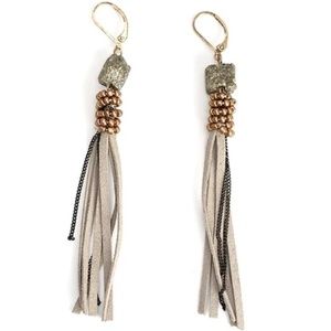 Hart and Fox Boutique Jewelry - Hematite Nugget Leather Fringe Earrings Hart and Fox Boutique Jewelry - Hematite Nugget Leather Fringe Earrings